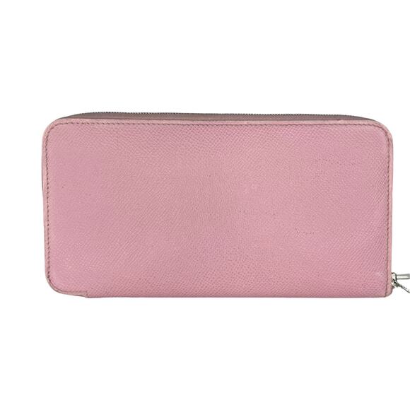 Hermès Silk-In Long Zip Wallet Rose Sakura Epsom Leather Yellow Silk - Picture 4 of 14